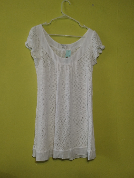 Debbie Katz Tops - White Lace Tunic Top - Women's Lightweight Scoop Neck